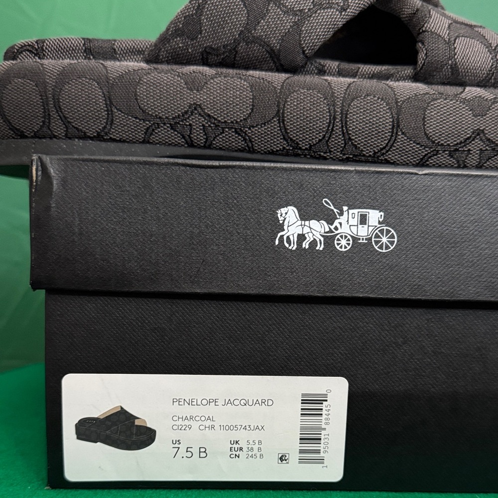 Coach  Black Patterned Slippers size 7.5 like new - Picture 12 of 16